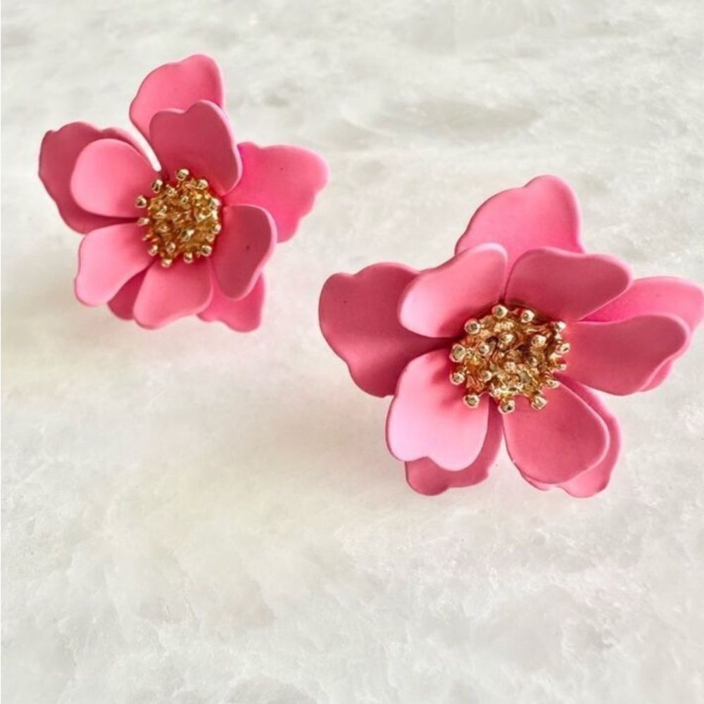 Pink Floral Earrings - Picture 2 of 2